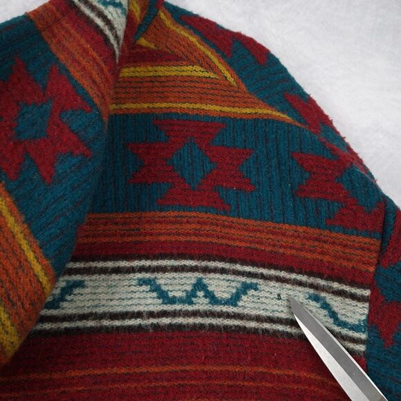 Vintage Woolrich Poncho Jacket Men Large Wool Aztec Hooded Baja Jacket USA - Picture 10 of 16